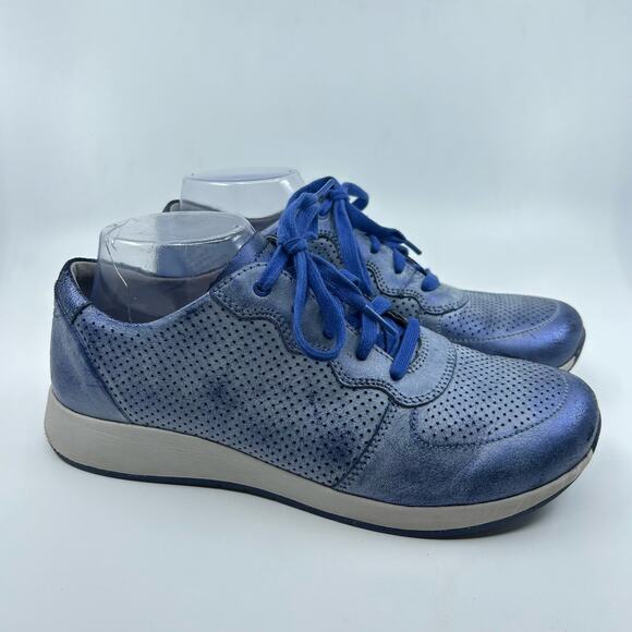 Dansko Christina Lace Up Sneaker Womens EU 40 US 9.5-10 Blue Metallic Round Toe - Picture 4 of 9